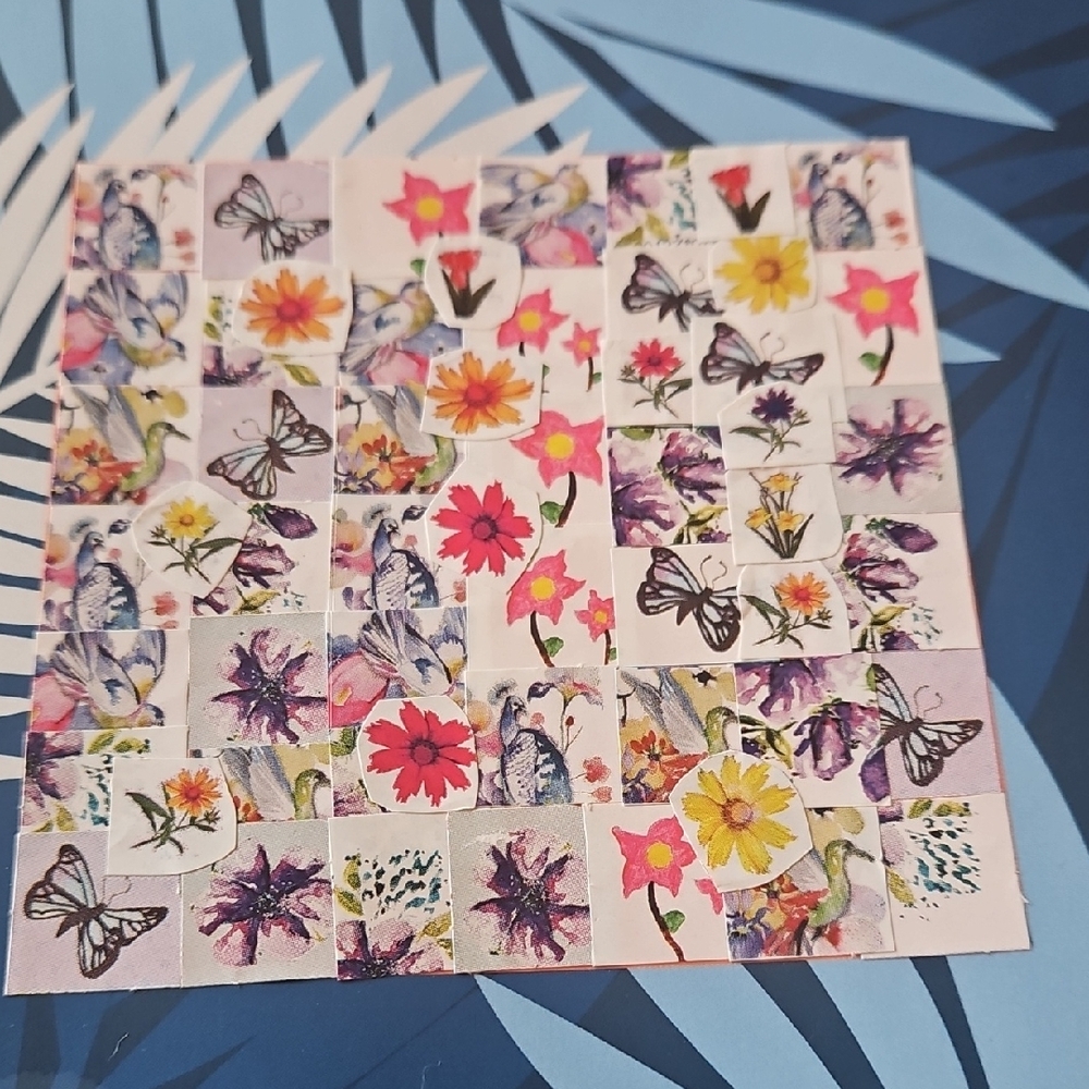 Blue & Light Blue Leaf Pattern Notebook w/ Sticker Design On Cover. - Picture 4 of 4